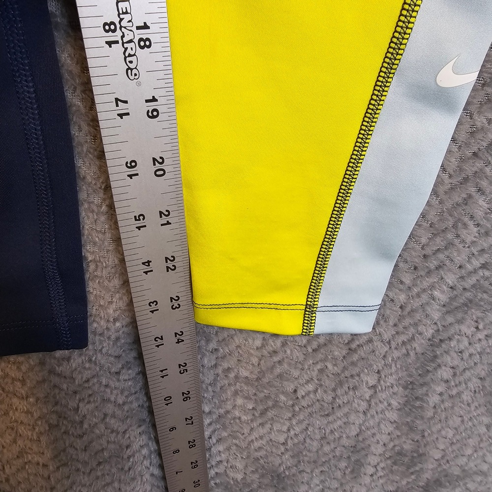 Nike Dri-FIT Womens Colorblock Leggings‎ Navy Blue Yellow Athletic Tights Small - Picture 4 of 11